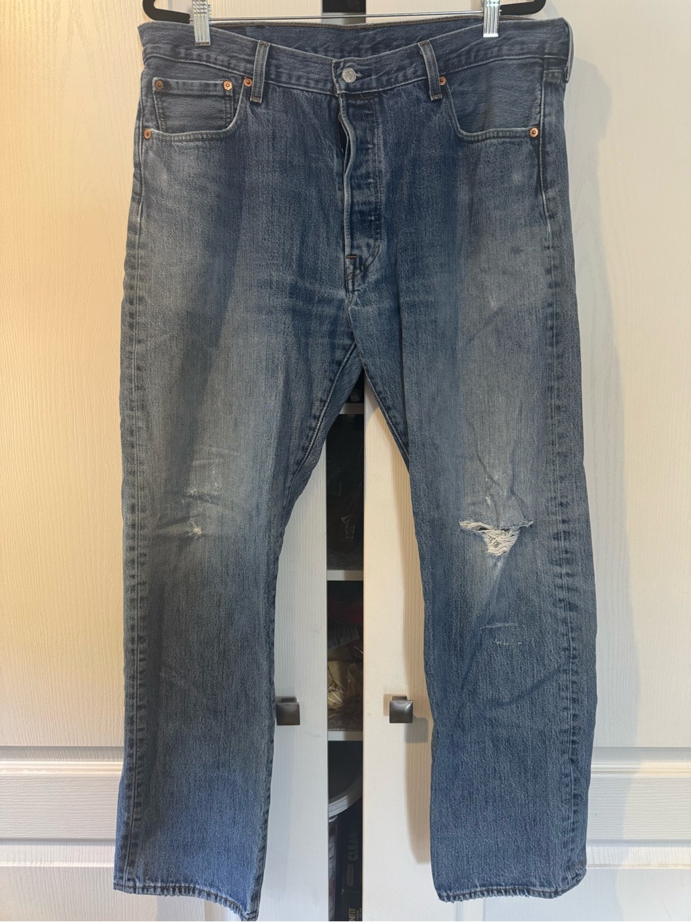 Levi's 501 Straight Men's Blue Denim Button Fly Jeans